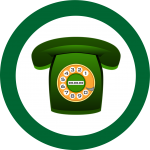 Telefon in einem grünen Kreis.