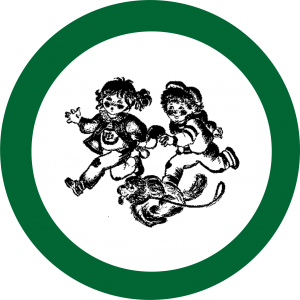 beim Krauth Logo laufende Kinder mit Hund in einem grünen Kreis